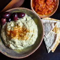 Baba Ganoush with Red Pepper Coulis
