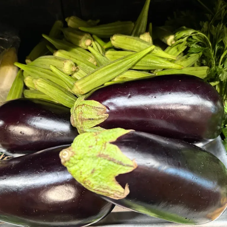 This Just In! Fresh Eggplant And Okra